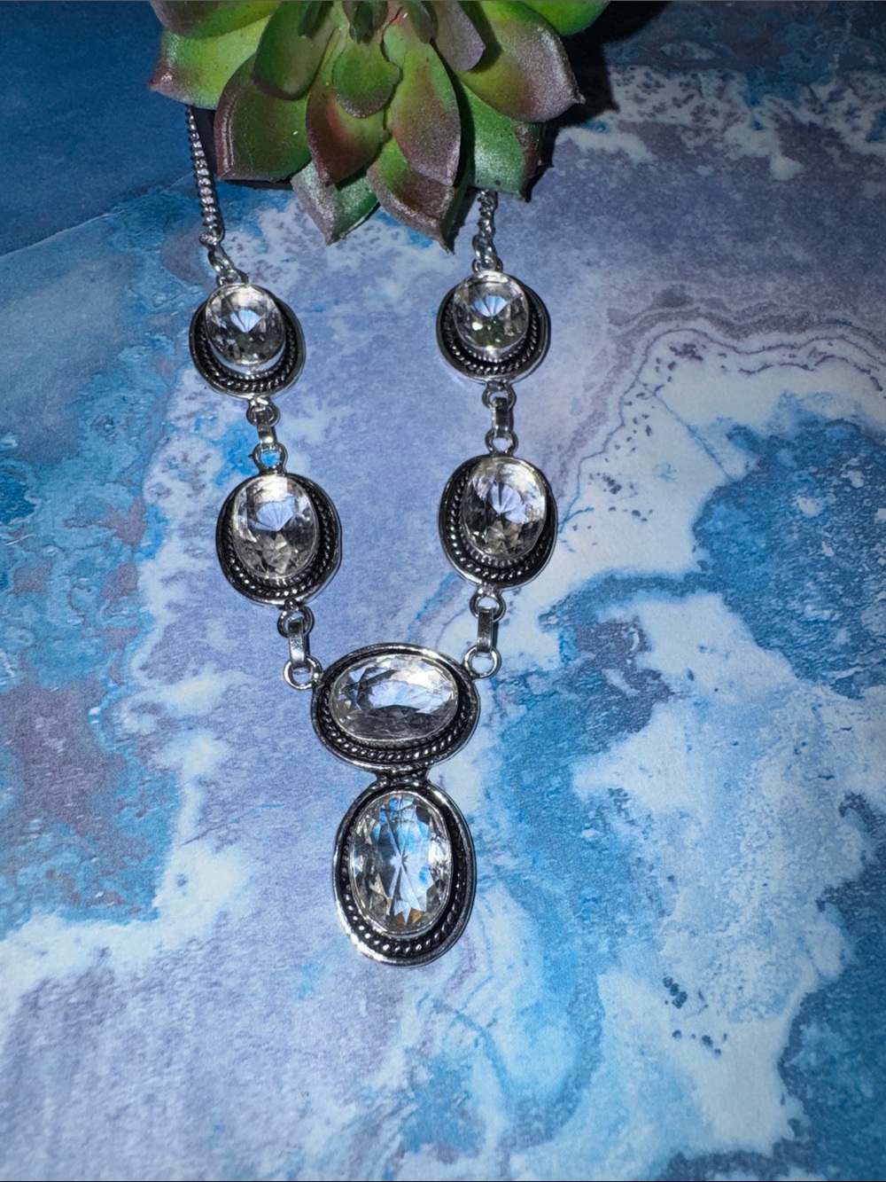 White Topaz Silver Necklace